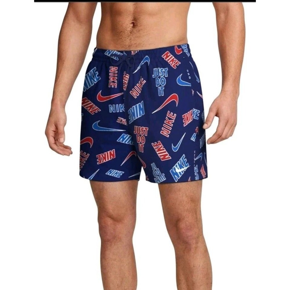 Nike Men’s Breaker Multi Print Volley Swim Shorts Navy 7 in Size Large